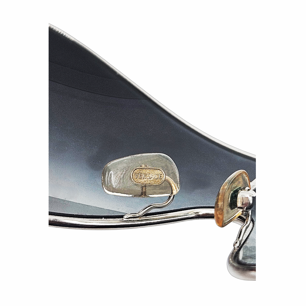 2000s 2061-B Medusa Shield Sunglasses with Crystal Detail - Versace