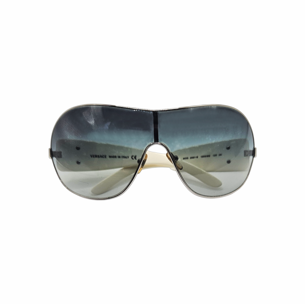 2000s 2061-B Medusa Shield Sunglasses with Crystal Detail - Versace
