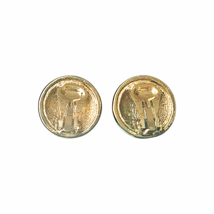 Gold Button Clip-On Earrings