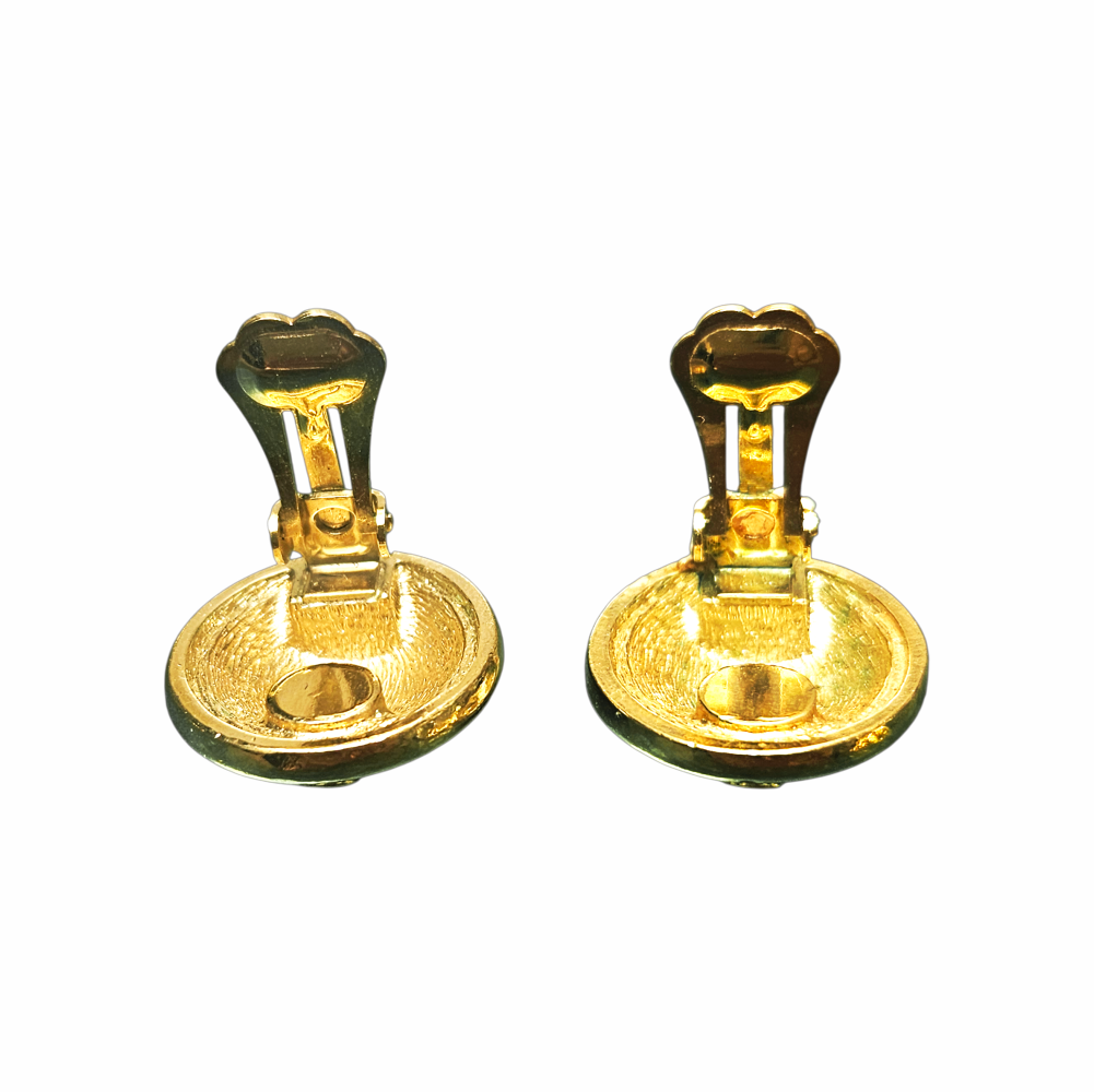 Gold Button Clip-On Earrings