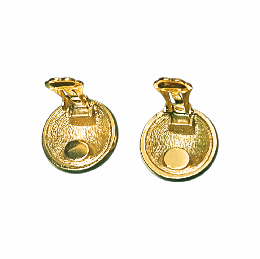 Gold Button Clip-On Earrings