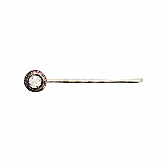 Vintage 1980s Pink and Clear Rhinestone Bobby Pin Hair Slide