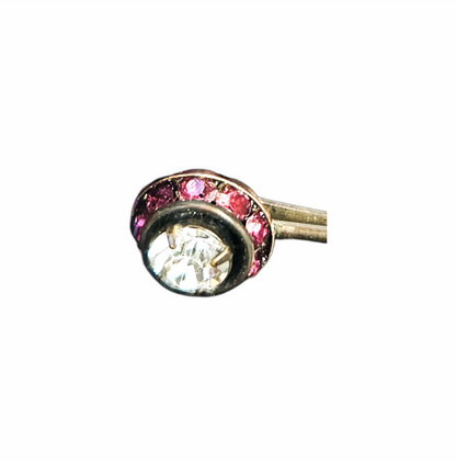 Vintage 1980s Pink and Clear Rhinestone Bobby Pin Hair Slide