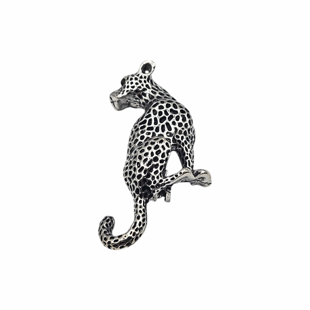 Antiqued Silver-Tone Panther Brooch - Re:Velvet