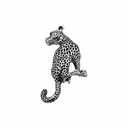 Antiqued Silver-Tone Panther Brooch - Re:Velvet