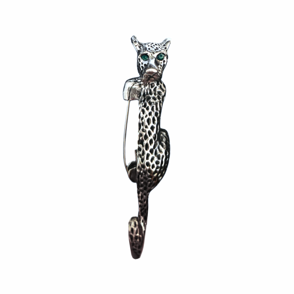 Antiqued Silver-Tone Panther Brooch - Re:Velvet