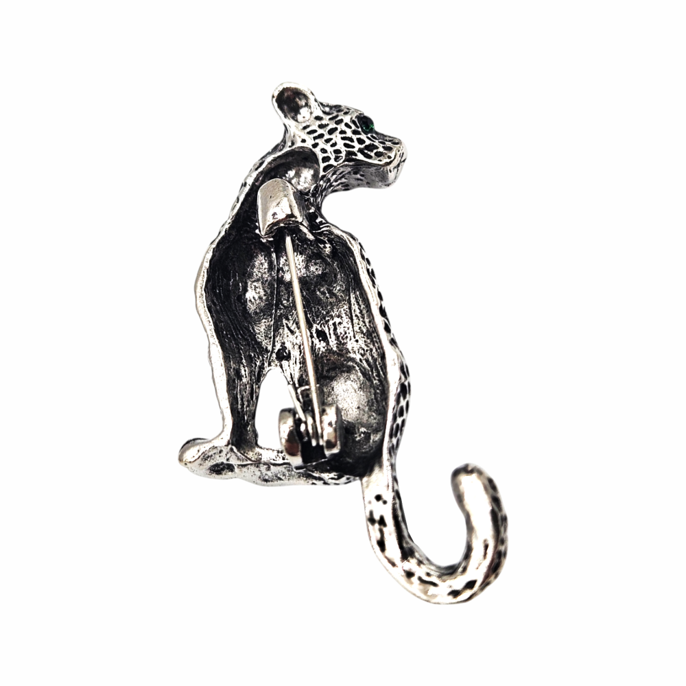 Antiqued Silver-Tone Panther Brooch - Re:Velvet