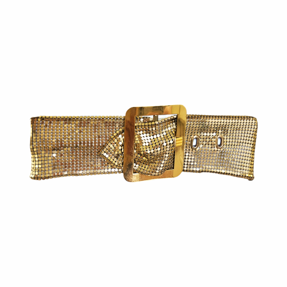 1970 -80s Vintage Gold-Tone Metal Mesh Disco Belt - Re:Velvet