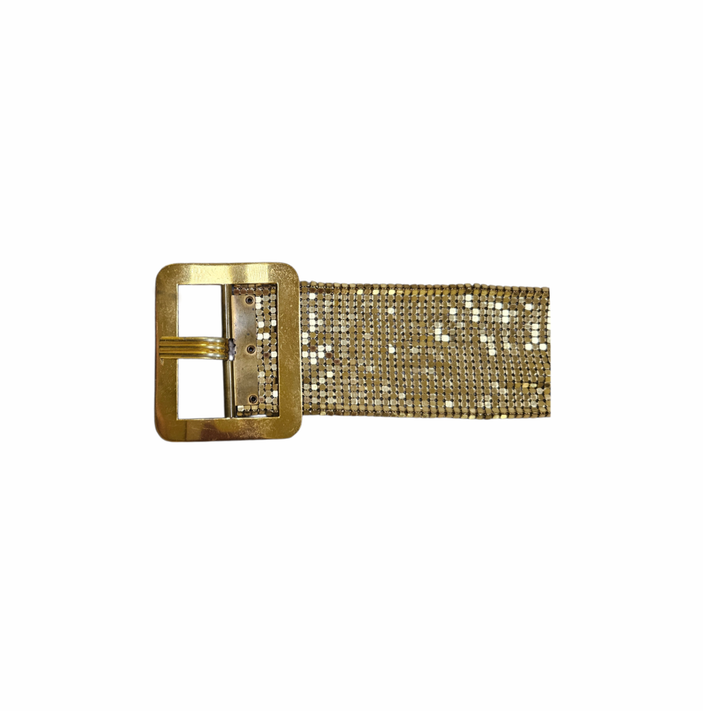 1970 -80s Vintage Gold-Tone Metal Mesh Disco Belt