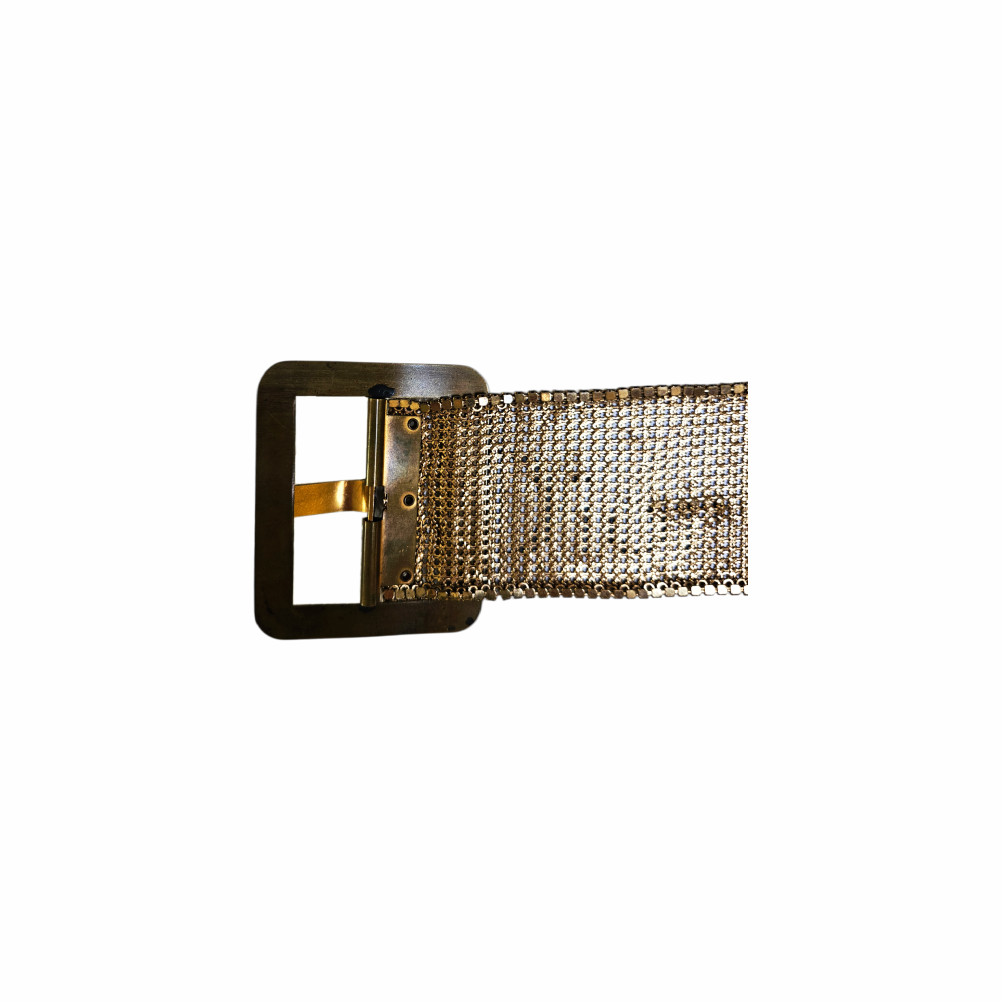1970 -80s Vintage Gold-Tone Metal Mesh Disco Belt