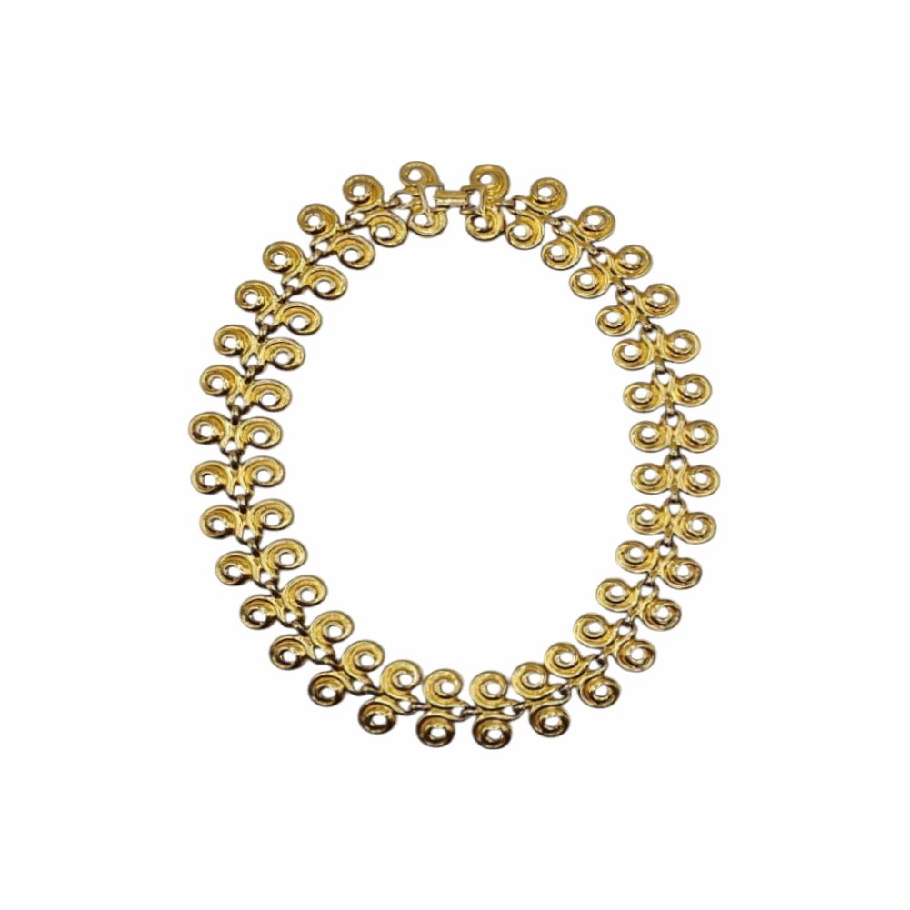 Vintage Gold-Tone Loop Link Collar Necklace