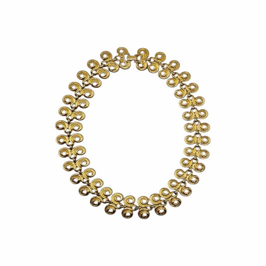 Vintage Gold-Tone Loop Link Collar Necklace
