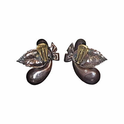 Antiqued gold-tone botanical costume jewellery earrings