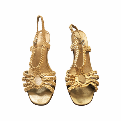 Vintage Gold Braided Rope Slingback Sandals