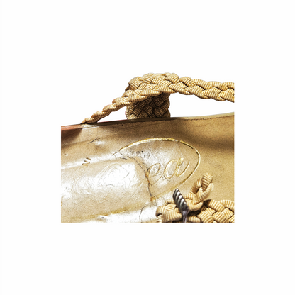 Vintage Gold Braided Rope Slingback Sandals
