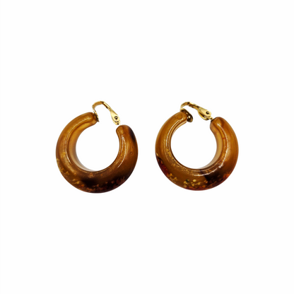 Vintage Resin Chunky Hoop Clip On Earrings