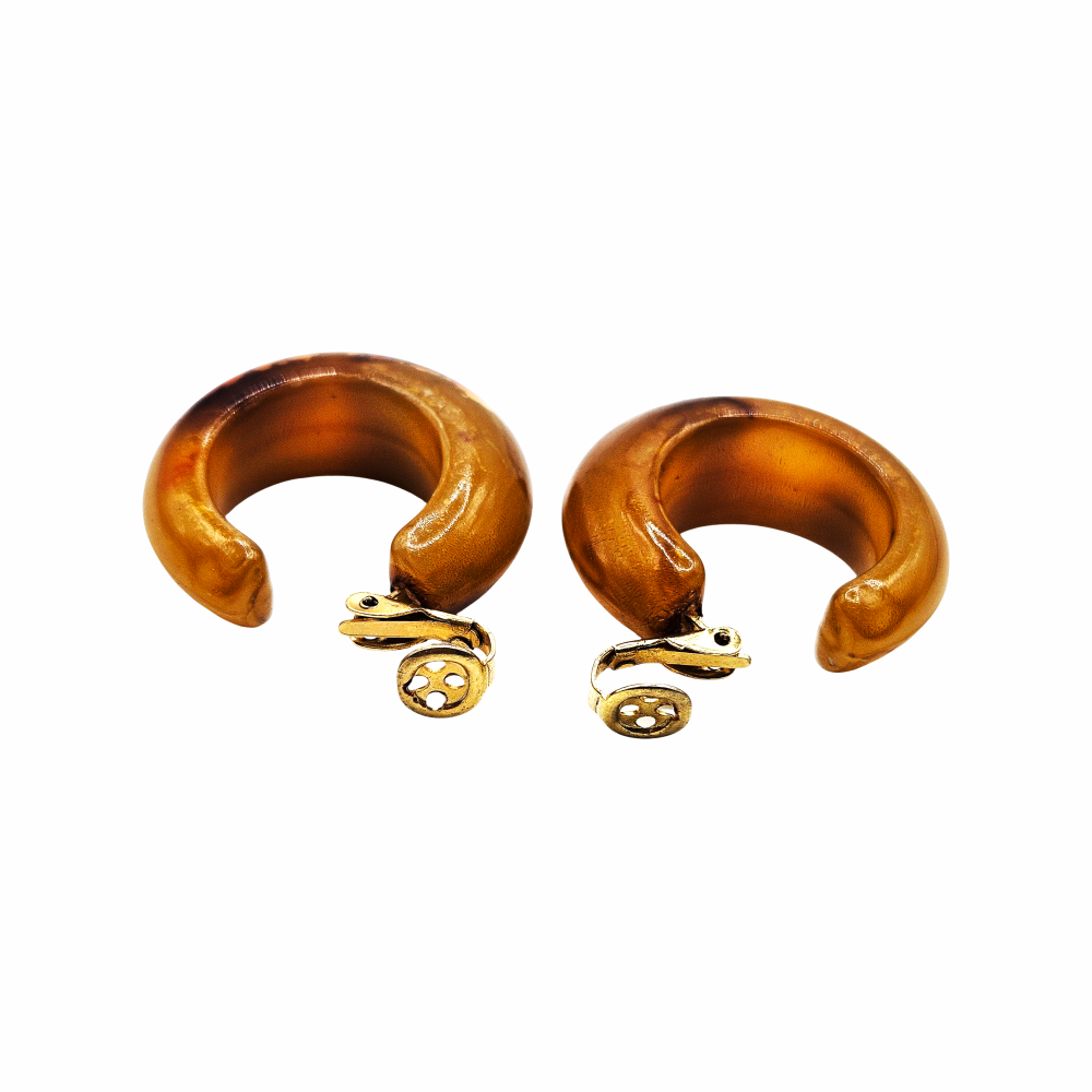 Vintage Resin Chunky Hoop Clip On Earrings