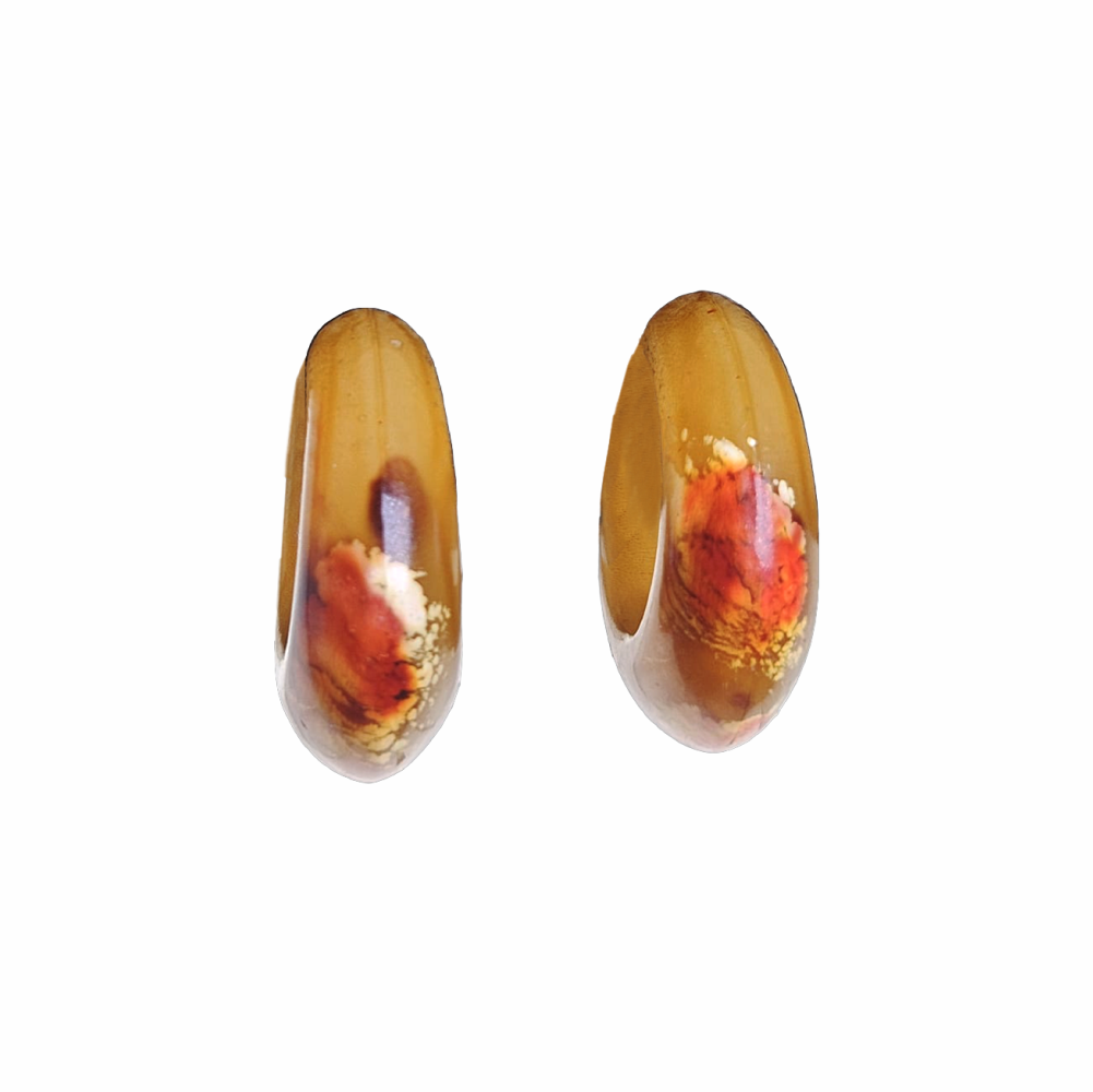 Vintage Resin Chunky Hoop Clip On Earrings