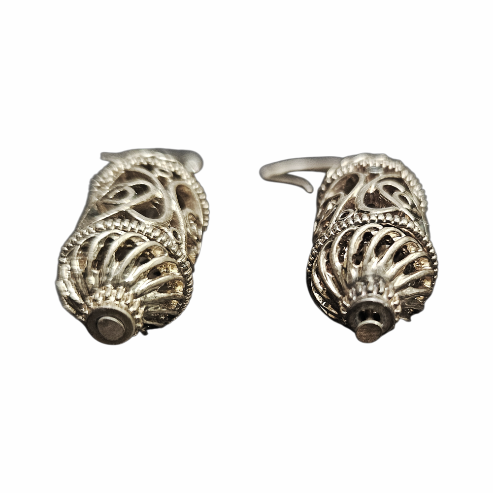 Vintage Silver Filigree Lantern Drop Earrings