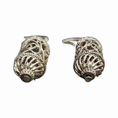 Vintage Silver Filigree Lantern Drop Earrings