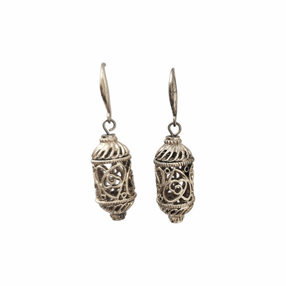 Vintage Silver Filigree Lantern Drop Earrings