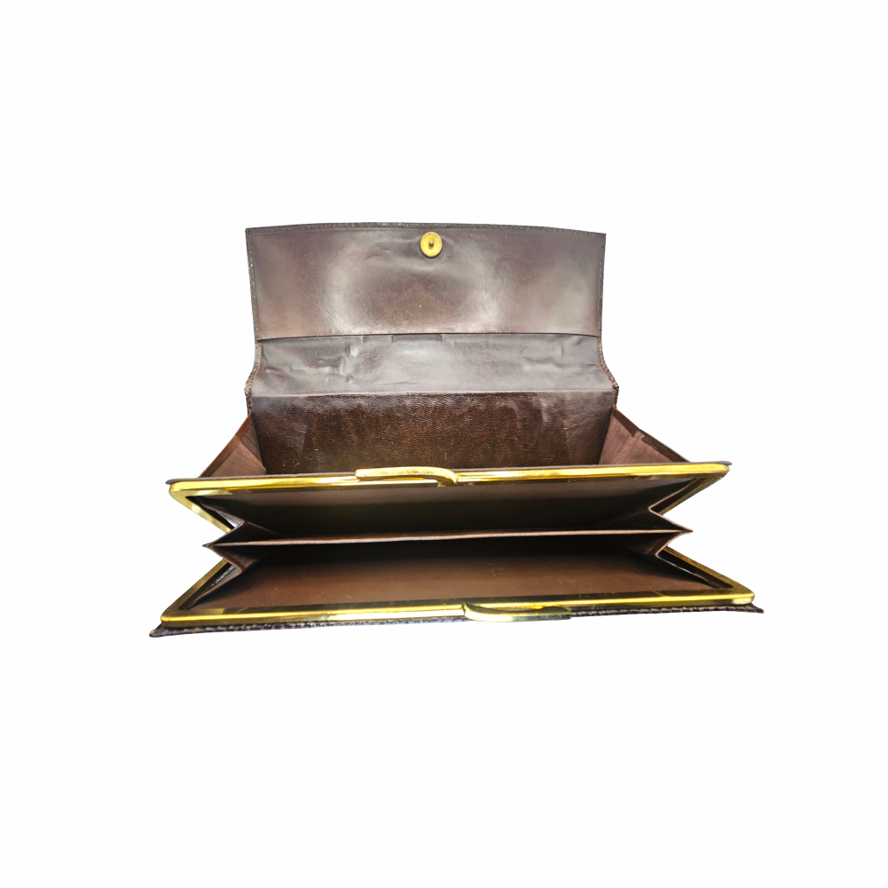 Vintage Snakeskin Frame Handbag with Gold-Tone Chain