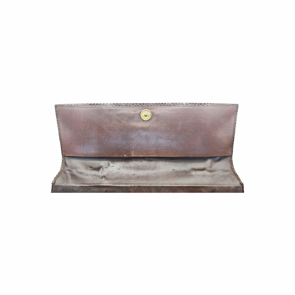 Vintage Snakeskin Frame Handbag with Gold-Tone Chain