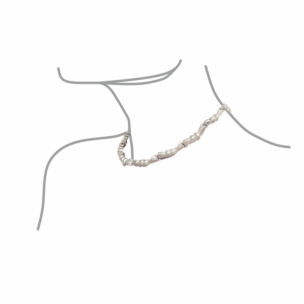 Vintage  Mid-Century Modernist Silver Organic Link Necklace