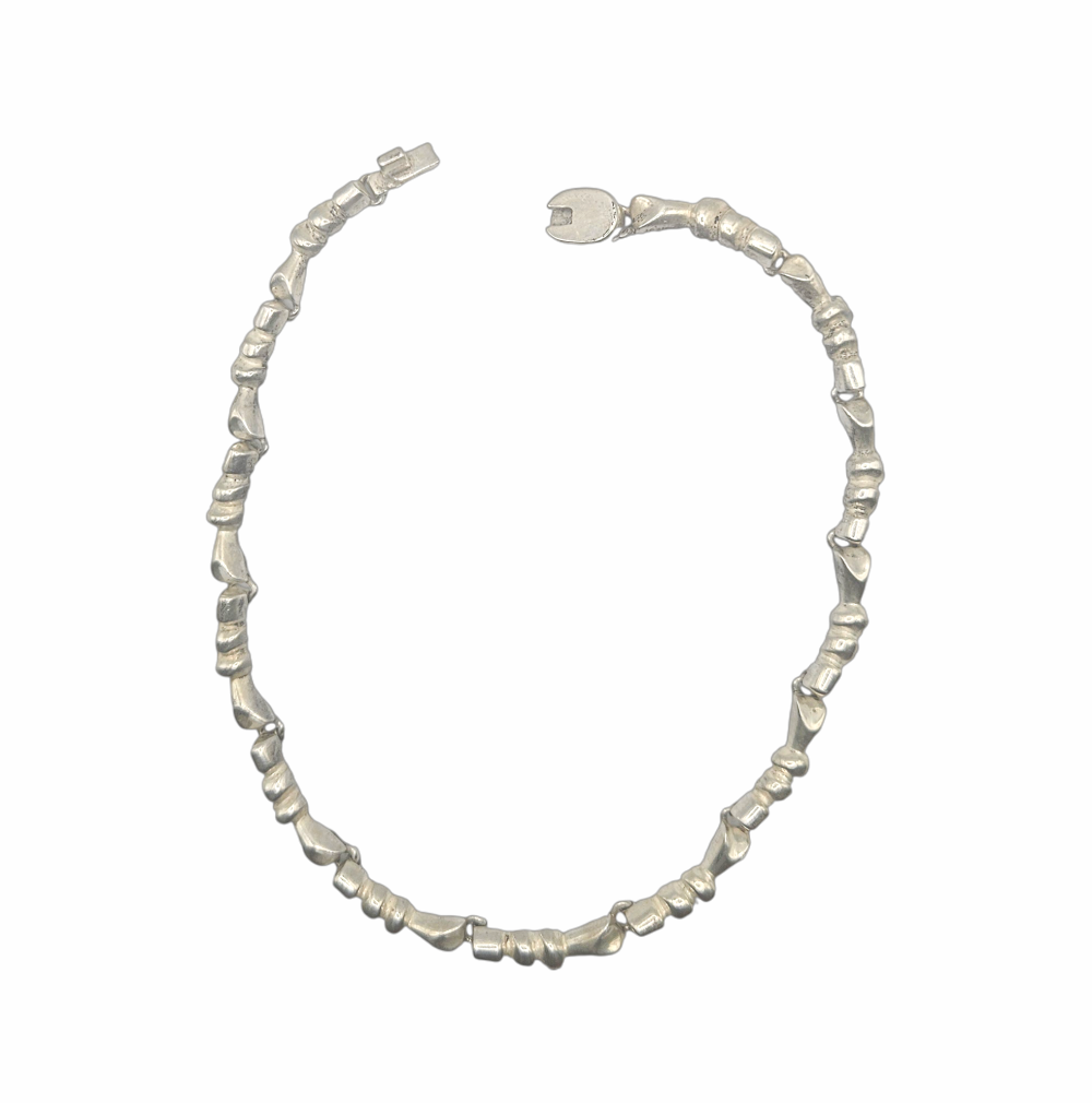Vintage  Mid-Century Modernist Silver Organic Link Necklace