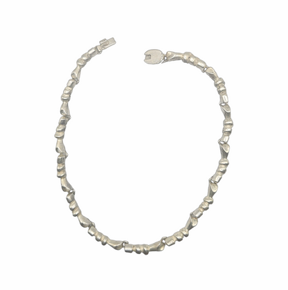Vintage  Mid-Century Modernist Silver Organic Link Necklace
