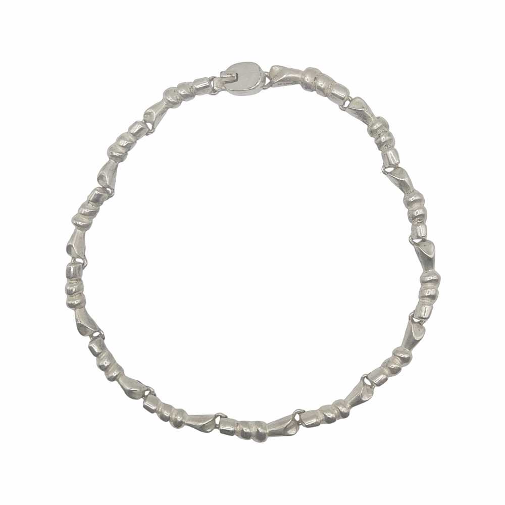 Vintage  Mid-Century Modernist Silver Organic Link Necklace
