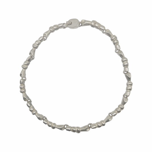 Vintage  Mid-Century Modernist Silver Organic Link Necklace