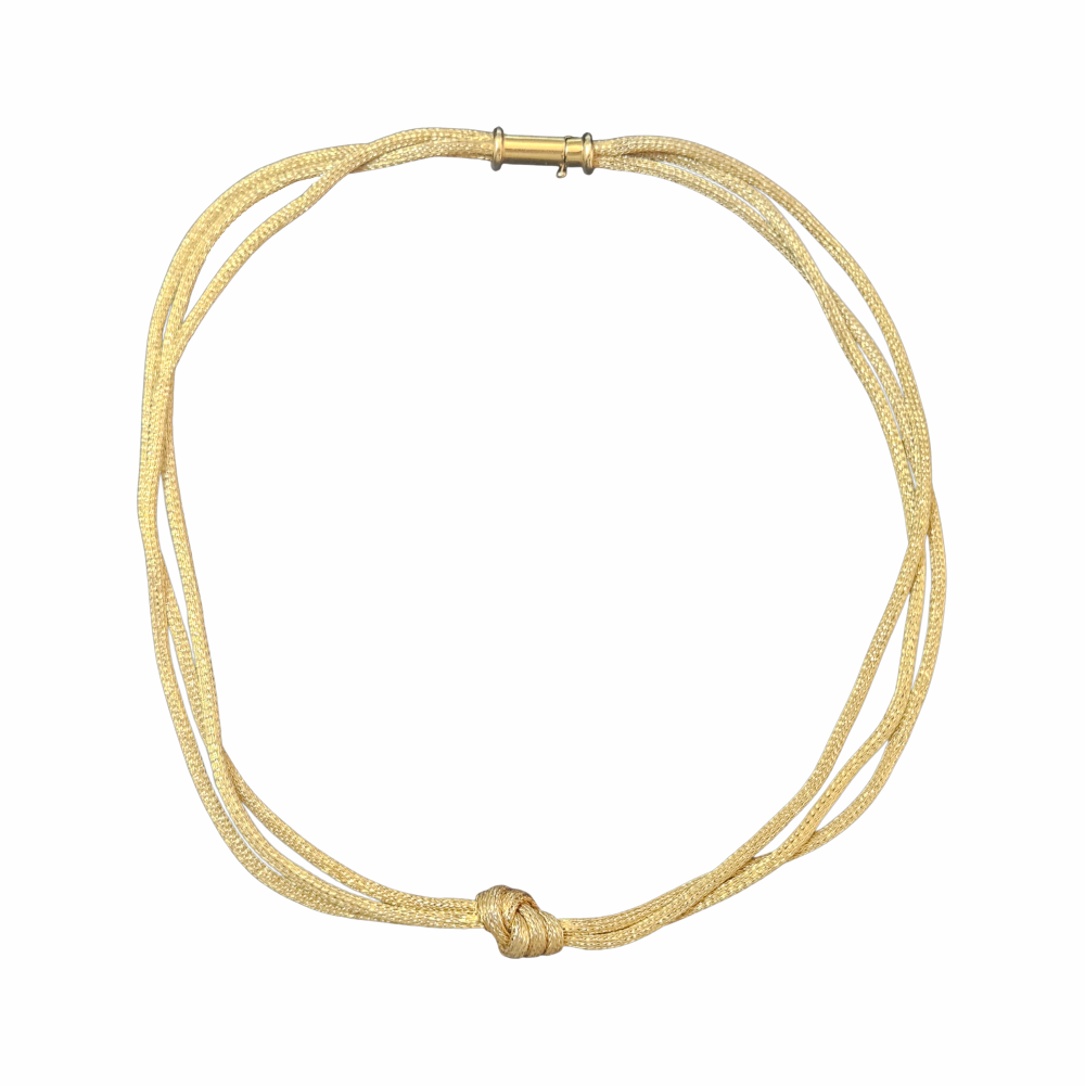 Vintage 14ct Gold Multi-Strand Necklace with Central Knot Detail (Italian, 34g) - Re:Velvet