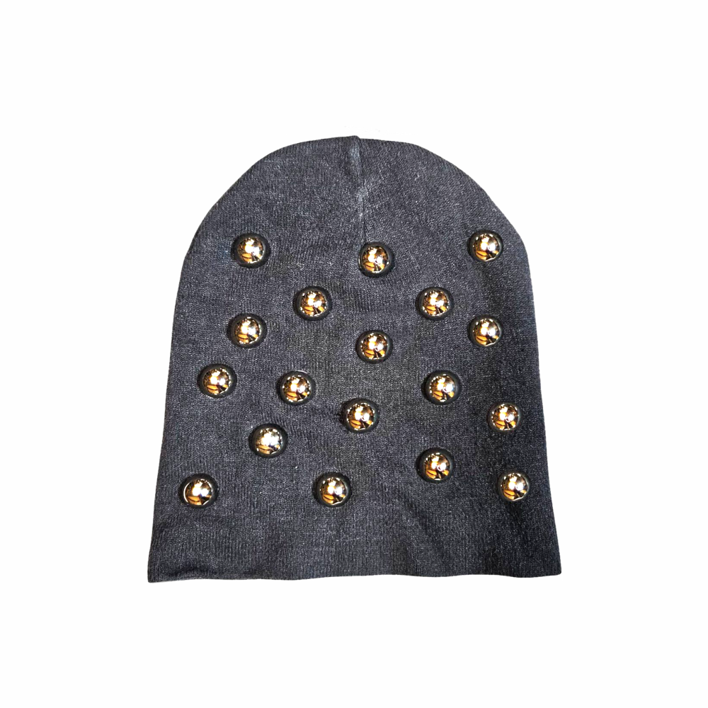 Upstyled Studded Beanie in Wool and Cotton Blend