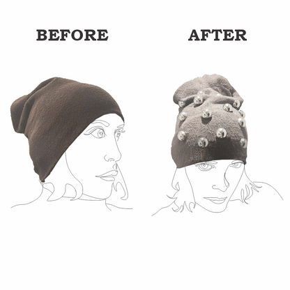 Upstyled Studded Beanie in Wool and Cotton Blend