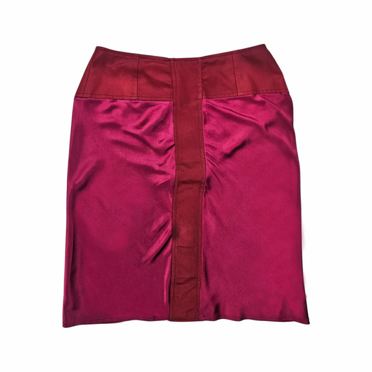 Tom Ford for Yves Saint Laurent Rive Gauche FW 2004 burgundy and fuchsia silk satin pencil skirt