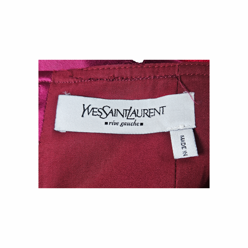 Yves Saint Laurent Rive Gauche Made in France label on Tom Ford era silk skirt