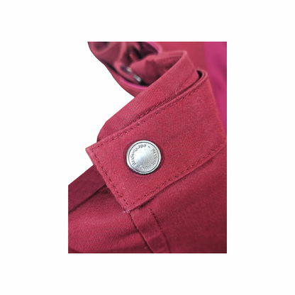Yves Saint Laurent engraved snap button on vintage Tom Ford silk skirt