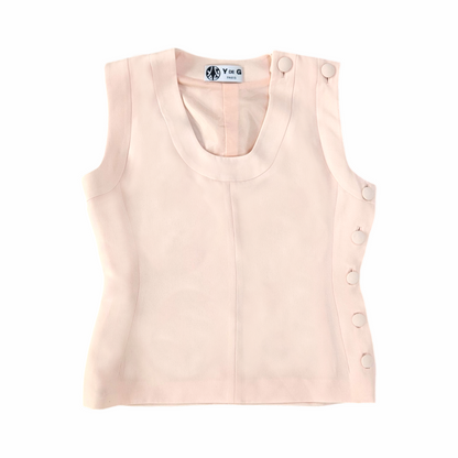 Vintage Blush Tailored Tank Top with Side Covered Buttons - Y de G - Re:Velvet