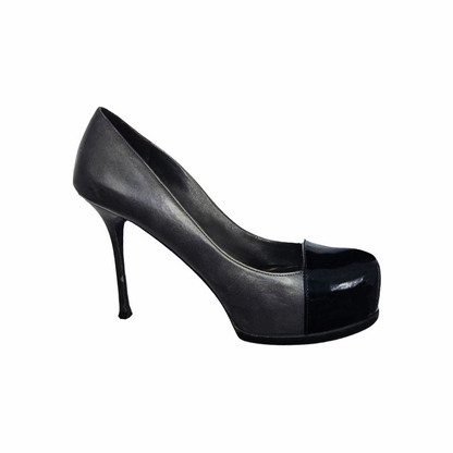 Tribtoo 105 Dual-Leather Platform Pumps with Patent Cap Toe - Yves Saint Laurent