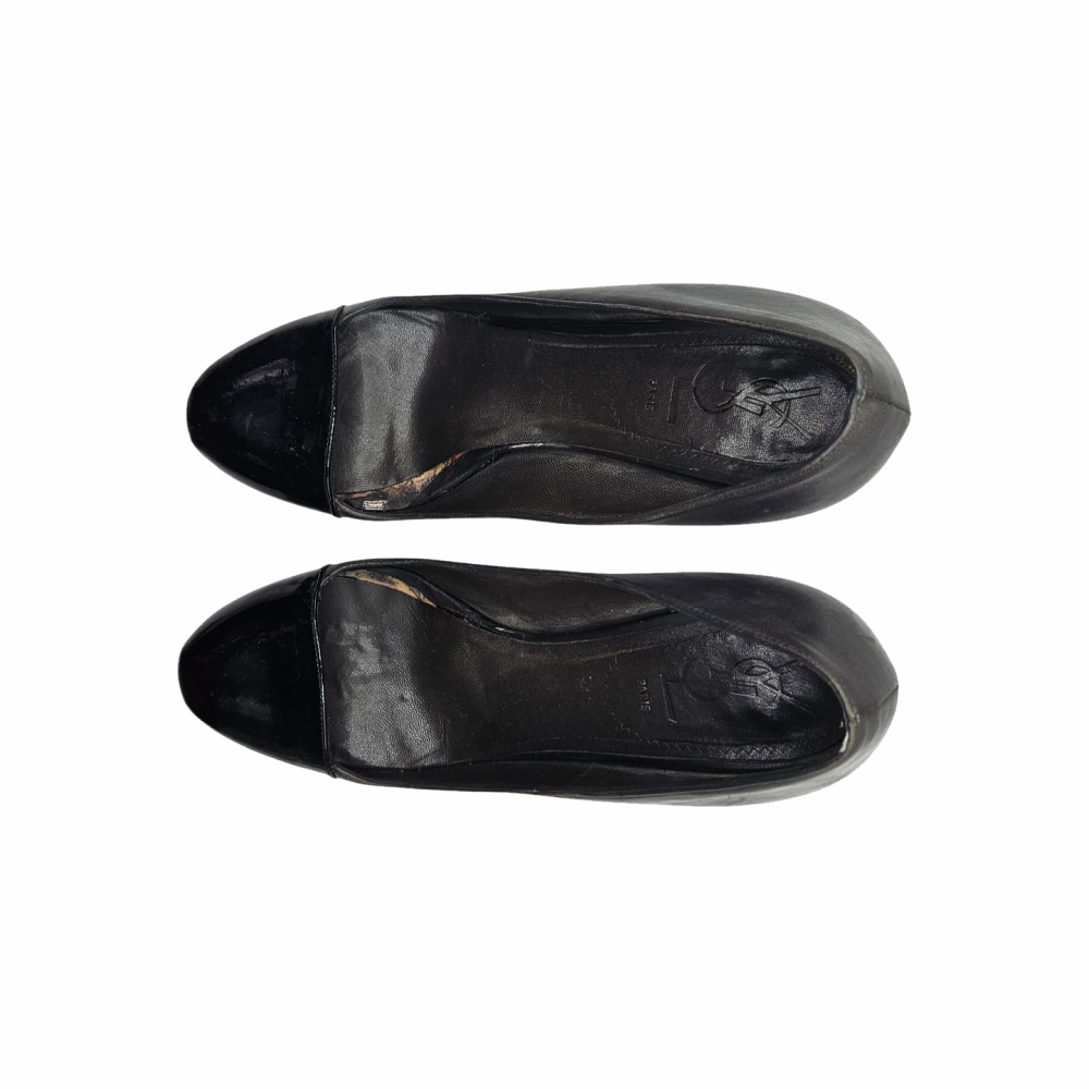 Tribtoo 105 Dual-Leather Platform Pumps with Patent Cap Toe - Yves Saint Laurent