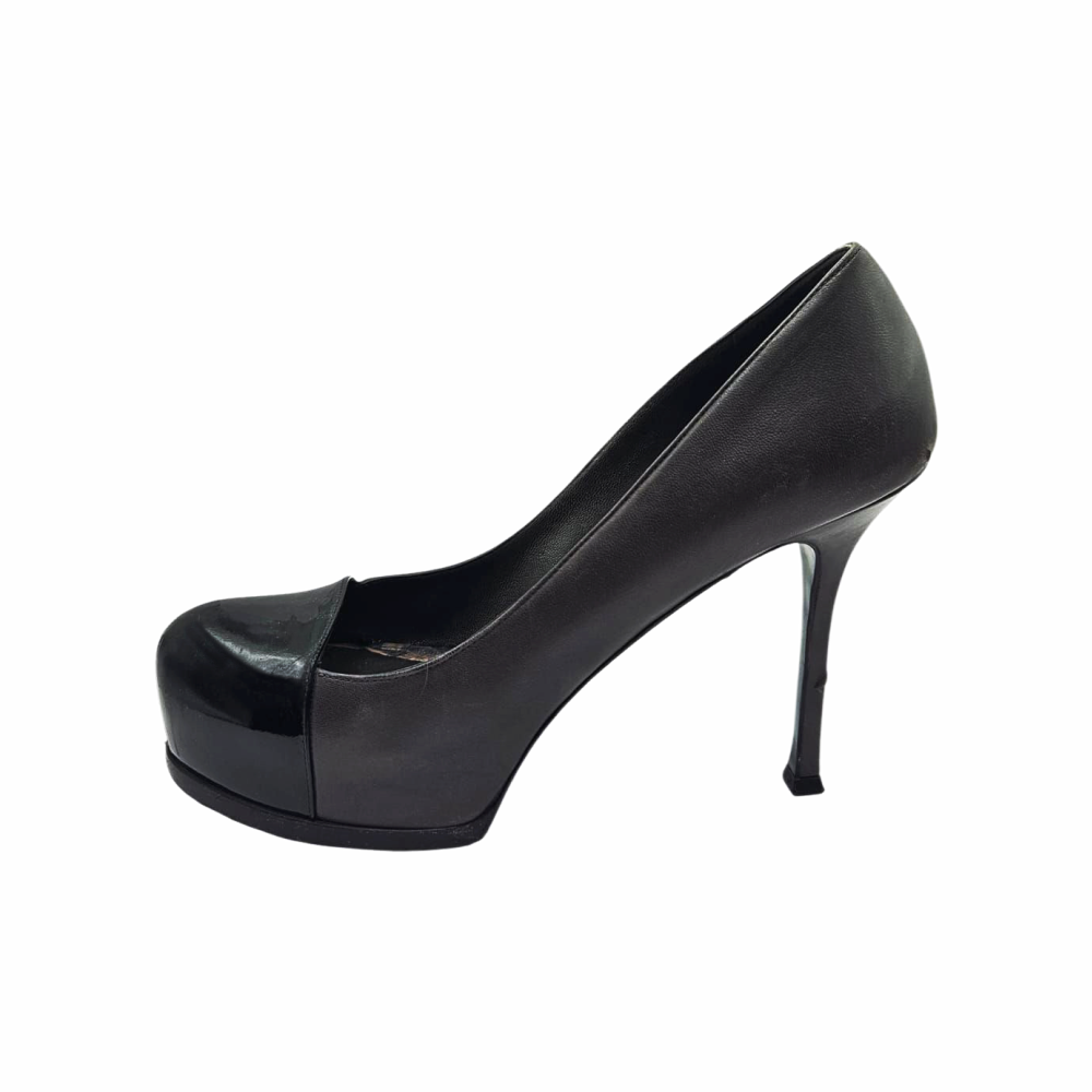 Tribtoo 105 Dual-Leather Platform Pumps with Patent Cap Toe - Yves Saint Laurent