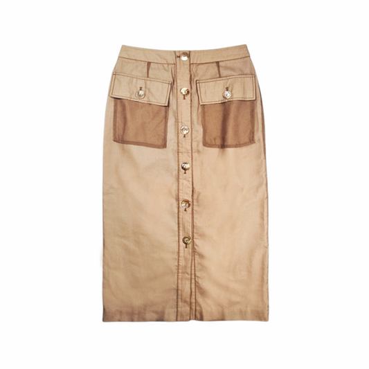Lily Cotton-Linen and Chiffon Button-Front Midi Skirt – Rejina Pyo